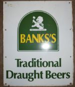 Vintage enamel advertising sign 'Banks's Traditional Draught Beers', 54 x 52cm PLEASE NOTE this