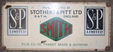 Vintage enamel advertising sign 'Stothert & Pitt Ltd, Bath', 21 x 46cm PLEASE NOTE this lot is