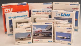 Twenty Herpa Wings 1:500 scale diecast model aircraft, various carrier liveries including 505673