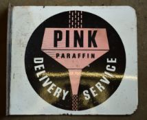 Vintage double sided enamel advertising sign 'Pink Paraffin', 42 x 48cm PLEASE NOTE this lot is