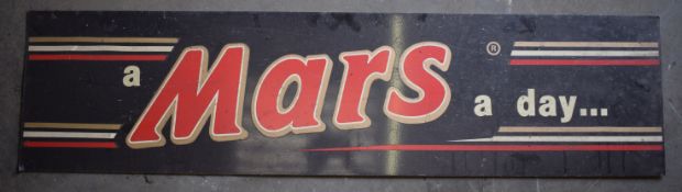 Vintage metal advertising sign 'A Mars a day', 30 x 120cm PLEASE NOTE this lot is located at and