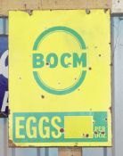 Vintage enamel advertising sign 'BOCM eggs' 61 x 46cm PLEASE NOTE this lot is located at and will be