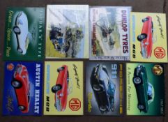 Eight motoring interest metal advertising signs to Jaguar, Dunlop, MG, Porsche, Austin Healey etc,