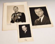 Anthony Buckley three black and white photographic portraits of HRH Prince Philip, Duke of
