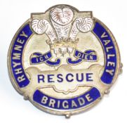 Rhymney Valley Rescue Brigade enamel badge, 38mm in diameter