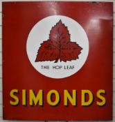 Simonds vintage enamel brewery advertising sign, 90 x 85cm PLEASE NOTE this lot is located at and