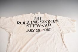 Twenty white/cream various tour related T-shirts to include The Rolling Stones Steward, July 25th