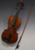 Late 19thC / early 20thC violin labelled Vuillaume a Paris, Rue Croix des Petits Champs 46, with two