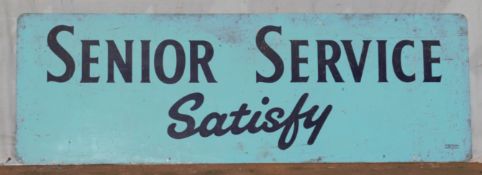 Vintage metal advertising sign 'Senior Service Satisfy', 40.5 x 122cm  PLEASE NOTE this lot is