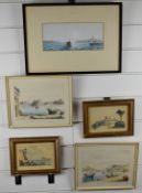 Joseph Galia (Malta, 1904-1985) five watercolours of Malta including Customs House and the Grand