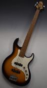Samick Greg Bennett design Fairlane four string electric bass 3/4 size guitar in tobacco burst