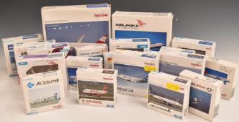 Twenty Herpa Wings 1:500 scale diecast model aircraft, various carrier liveries including 508728