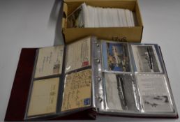 An album of shipping postcards including early Cunard, Union Castle, White Star etc and range of