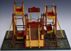 A scratch built electric driven wooden model fairground comprising Old Tyme Over Boats, Grad