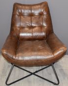 Retro style leather chair with buttoned Chesterfield style back
