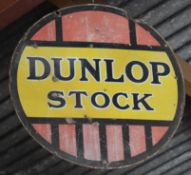 Vintage double sided enamel advertising sign 'Dunlop Stock', diameter 61cm PLEASE NOTE this lot is