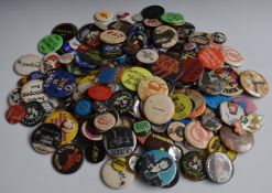 Approximately 250 pin button badges mostly late 1970s including Sham 69, Killing Joke, The Jam and