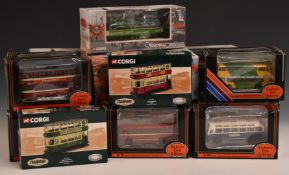 Twenty-Six Corgi and Gilbow 1:76 bus and tram diecast models including Corgi OM43502 Blackpool