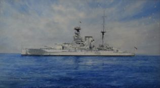 William Minshall Birchall (1884-1941) maritime watercolour 'HMS Queen Elizabeth Mediterranean