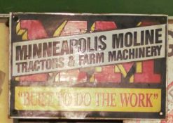 Enamel advertising sign 'Minneapolis Moline tractors & farm machinery', 20 x 30cm PLEASE NOTE this
