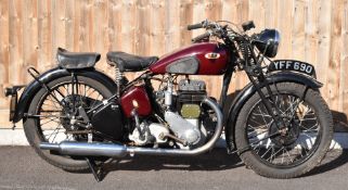 1943 War Department BSA M20 500cc SV motorcycle with rigid frame and girder forks, non