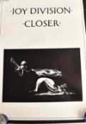 Two Joy Division posters Love Will Tear Us Apart and Closer, each 70 x 48cm