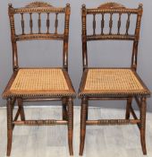 Pair of Regency bobbin decorated chairs with cane seats