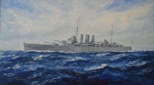 William Minshall Birchall (1884-1941) maritime watercolour 'HMS Norfolk, North America and West