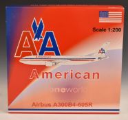 American Airlines 1:200 scale diecast model aircraft Airbus A300B4-605R in original box.