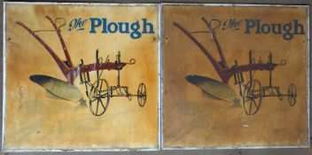 Two metal painted pub signs The Plough, 87 x 91cm  PLEASE NOTE this lot is located at and will be