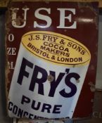 Vintage enamel advertising sign 'Fry's Pure Concentrated Cocoa ', 106 x 80cm PLEASE NOTE this lot is