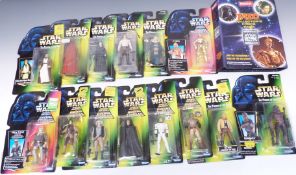 Fourteen Star Wars Power of the Force carded action figures, green and red cards including Han Solo,