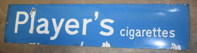 Vintage enamel advertising sign 'Player's Cigarettes', 40 x 178cm PLEASE NOTE this lot is located at