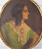 Oil on canvas laid on board of Charlotte Eyre Sparrow, daughter of General Eyre, Governor of Jamaica