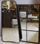 Two metal framed industrial style mirrors, largest 123 x 43cm