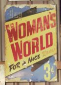 Vintage metal advertising sign 'Buy Woman's World - For a Nice Read', 75 x 49cm PLEASE NOTE this lot