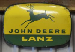 Vintage enamel advertising sign 'John Deere Lanz', 38 x 57cm PLEASE NOTE this lot is located at