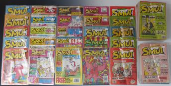 Ninety adult comedy magazines comprising 28 Viz, 45 Smut and 17 Zit, some early issues.
