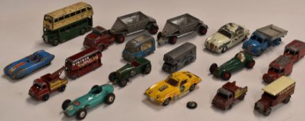 Eighteen Corgi, Dinky, Spot-On and Matchbox Lesney diecast model vehicles, including double decker