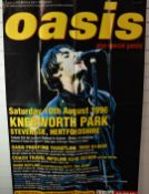 Oasis - Knebworth Summer 1996 poster, 100 x 500cm, unused, with 10 x 20cm window sticker