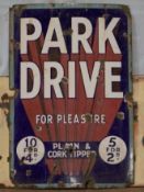 Vintage enamel advertising sign 'Park Drive for pleasure', 76 x 51cm PLEASE NOTE this lot is located