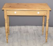 Pine hall table with single drawer, W91 x D45 x H74cm