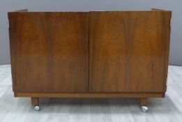 Retro rosewood cupboard on wheels, W91 x D43 x H61cm
