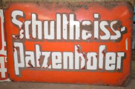 Vintage enamel beer advertising sign 'Schultheiss-Patzenhofer', 51 x 74cm PLEASE NOTE this lot is