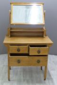 Arts and Crafts style light oak dressing chest, W91 x D50 x H151cm