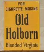 Vintage metal advertising sign 'Old Holborn Blended Virginia for cigarette making', 86 x 61cm PLEASE