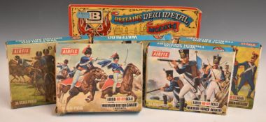 Five Airfix 00 scale Waterloo French and British model soldier sets together with a Britains