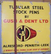 Vintage metal advertising sign 'Tubular Steel Stock Pens by Gush & Dent Ltd, Alresford, Penrith,