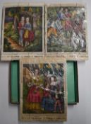 Paul Et Virginie (Paul & Virginia) group of three coloured Victorian jigsaw puzzles from the novel