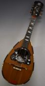 Carlo Martello Napoli 19thC bowl back mandolin with signed label, the figure plate decorated with